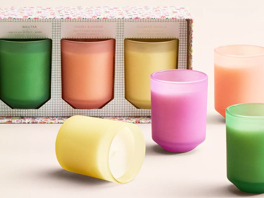 set of colorful votive candles