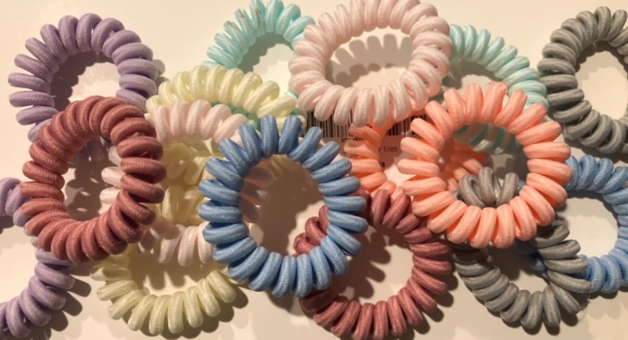 Display of spiral scrunchies on top of the table