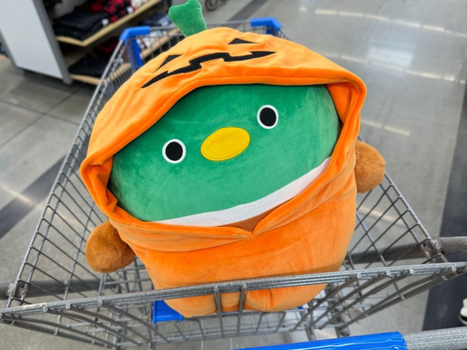 Squishmallows 16-Inch Avery the Mallard Duck in Pumpkin in cart in store