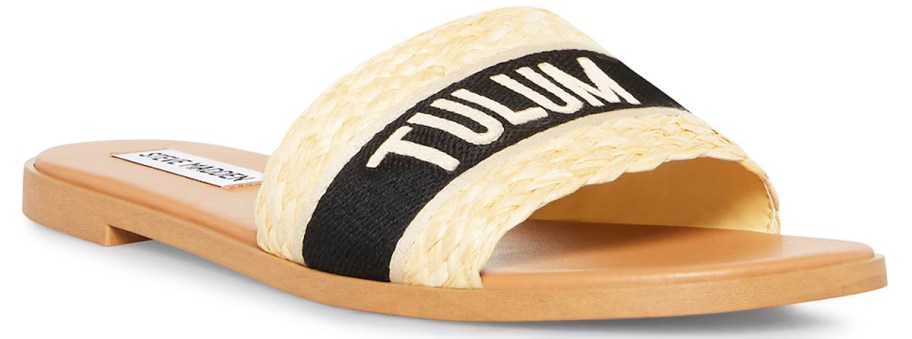 slide sandal that says "tulum"