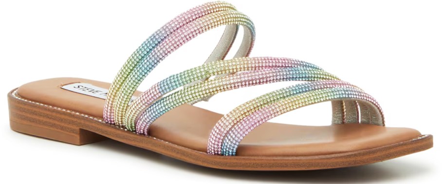 pastel rainbow rhinestone sandals