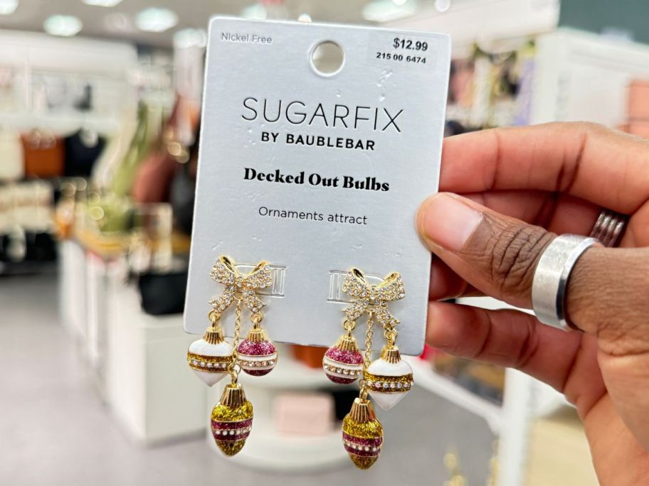 SugarFix by BaubleBar Decked Out Bulbs Earrings in hand in store