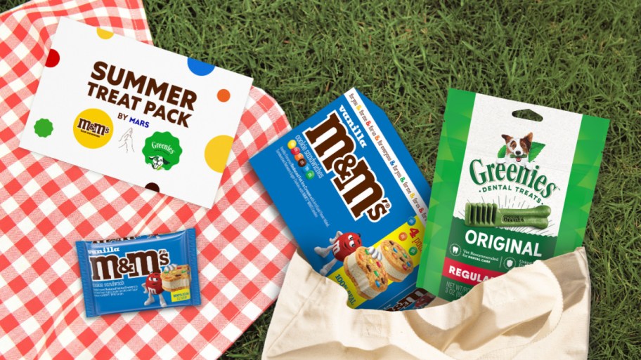 Mars Summer Treat Pack with M&M Ice Cream Sandwich Cookies and Greenies Dog Treats