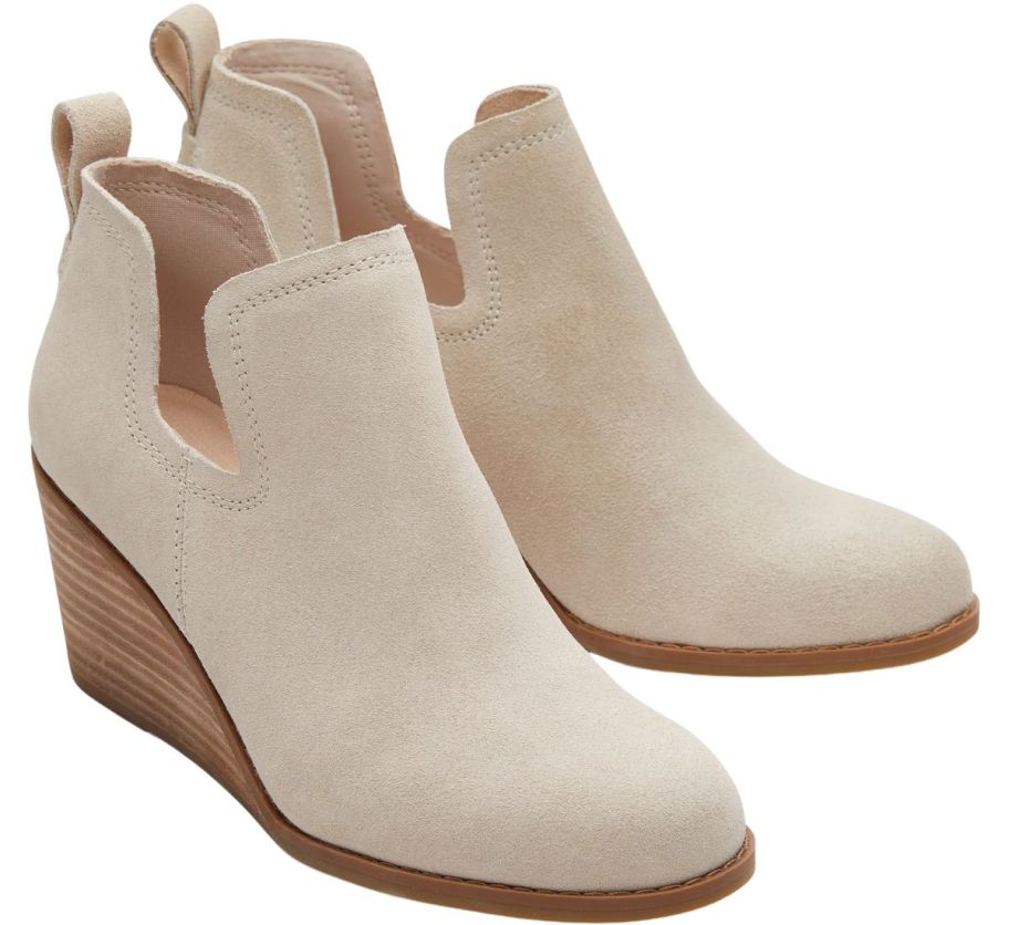 beaige colored TOMS wedge bootie stock