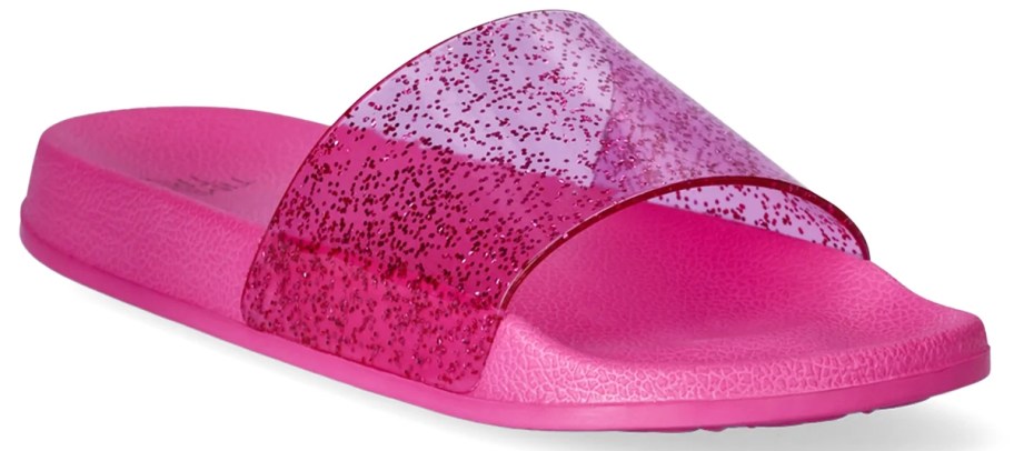 pink glitter slide sandal