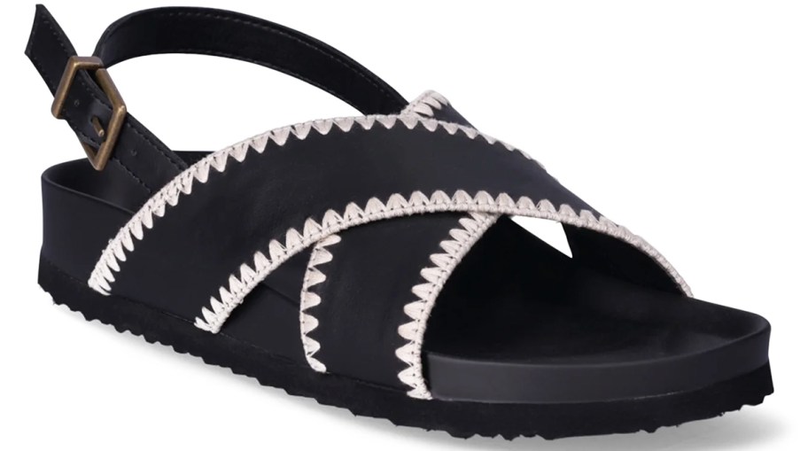 black and white x-strap sandal