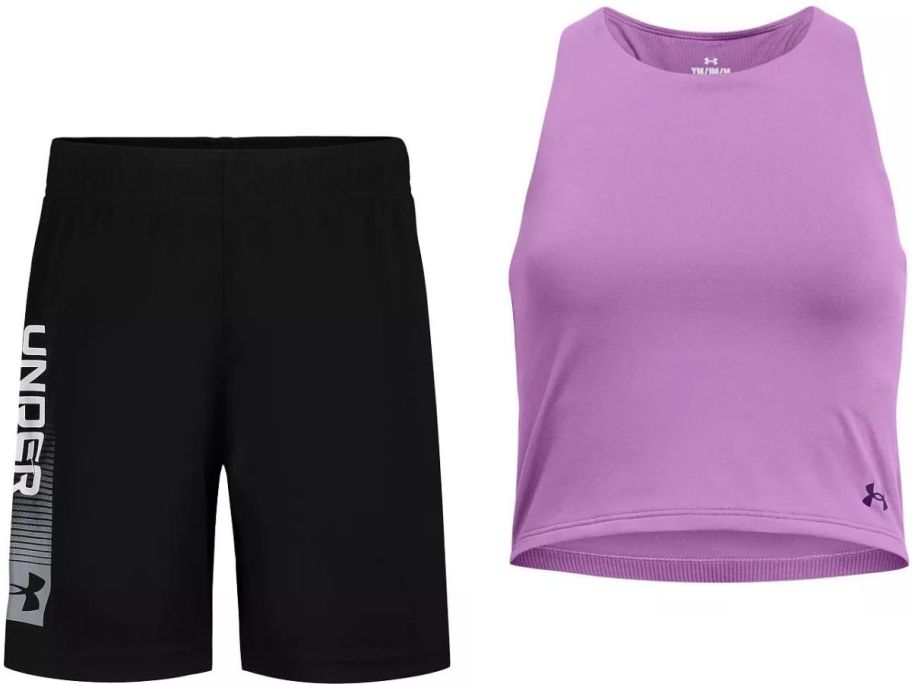 Stock images of under armour shorts and tank top