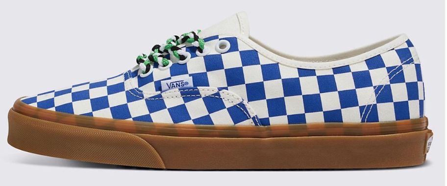 A Vans Authentic Checkerboard Shoe in blue and white