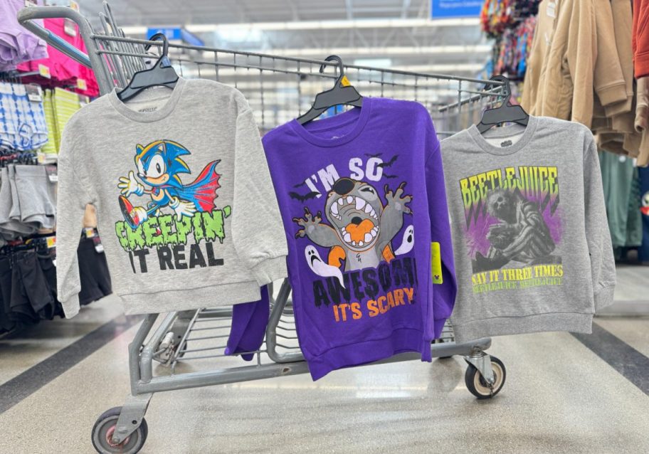 2024 Walmart Halloween Sweatshirts on display in-store