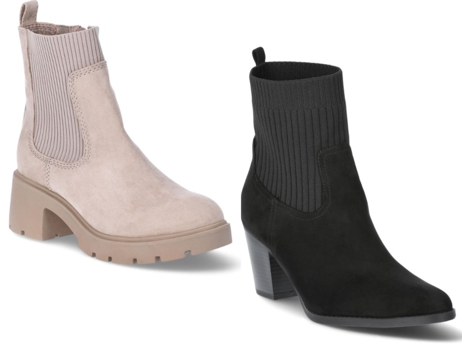 no boundaries and time and tru women's knit ankle boots