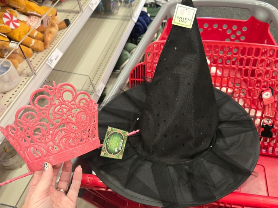 Wicked crown and wand with witch hat in cart