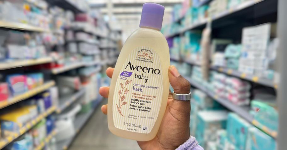 Aveeno Baby Calming onlinefort Bath & Wash w/ Lavender & Vanilla 8oz in hand in store