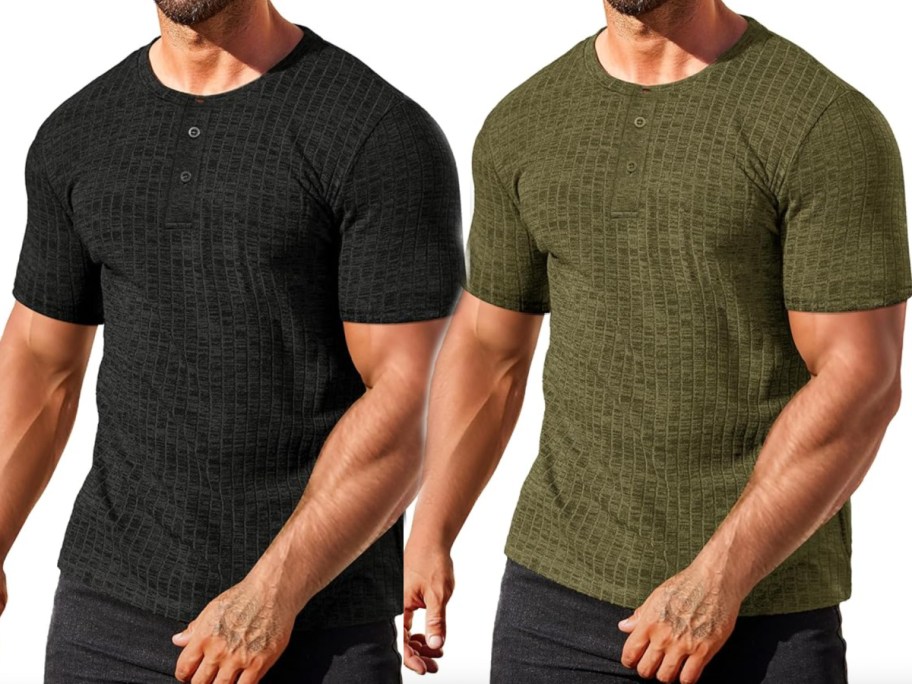 black and olive ribbed shirts