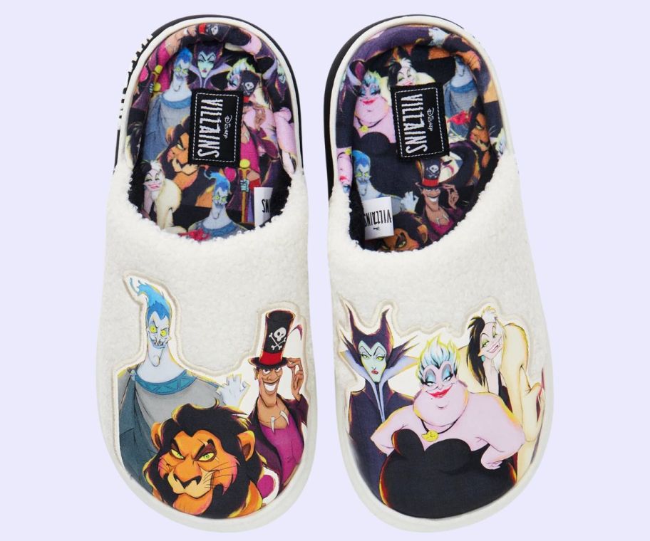 a pair of disney villains womens slippers