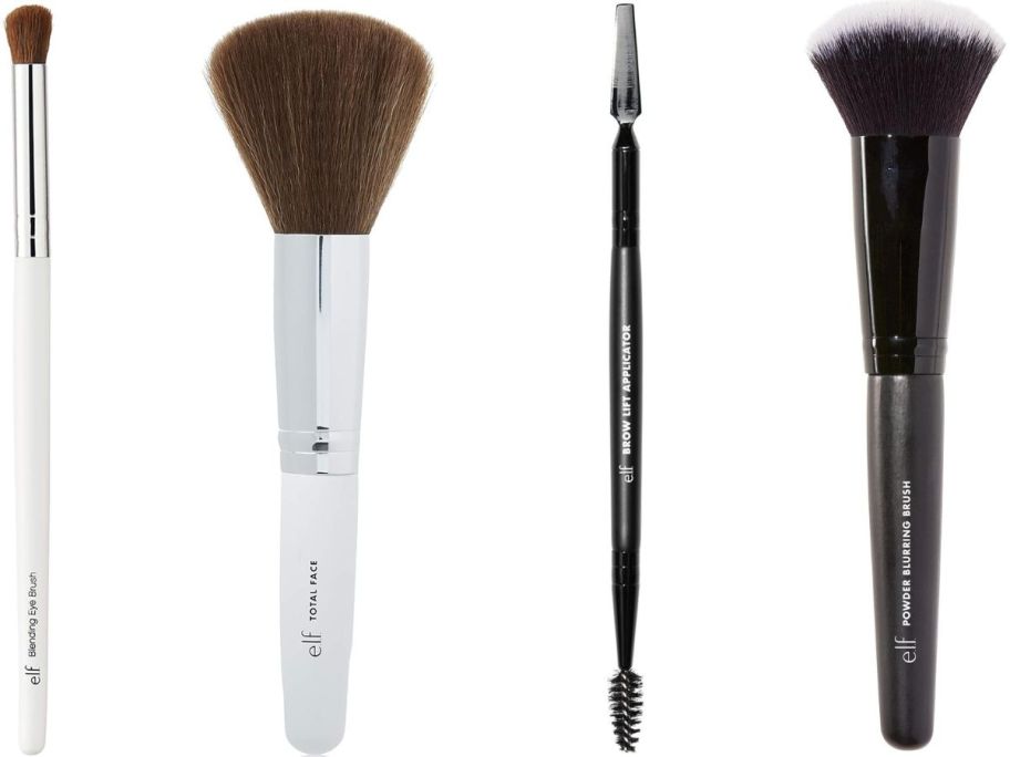 Stock images of 4 different elf makeup brushes