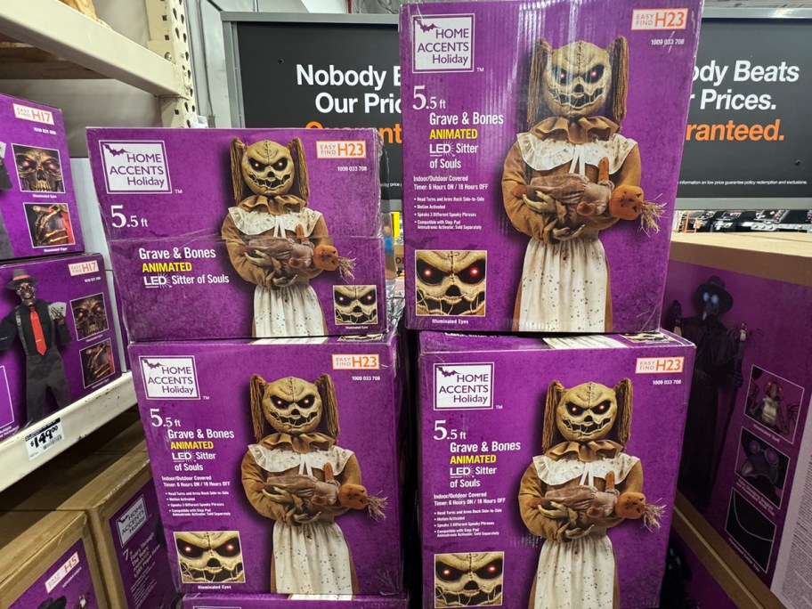 4 boxes of sitter of souls halloween animatronics at home depot