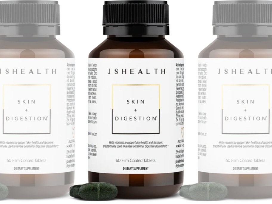 3 bottles of JSHealth Skin + Digestion Formula supplements