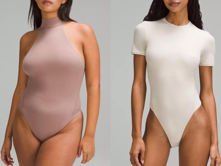 Stock images of two women wearing lululemon bodysuits