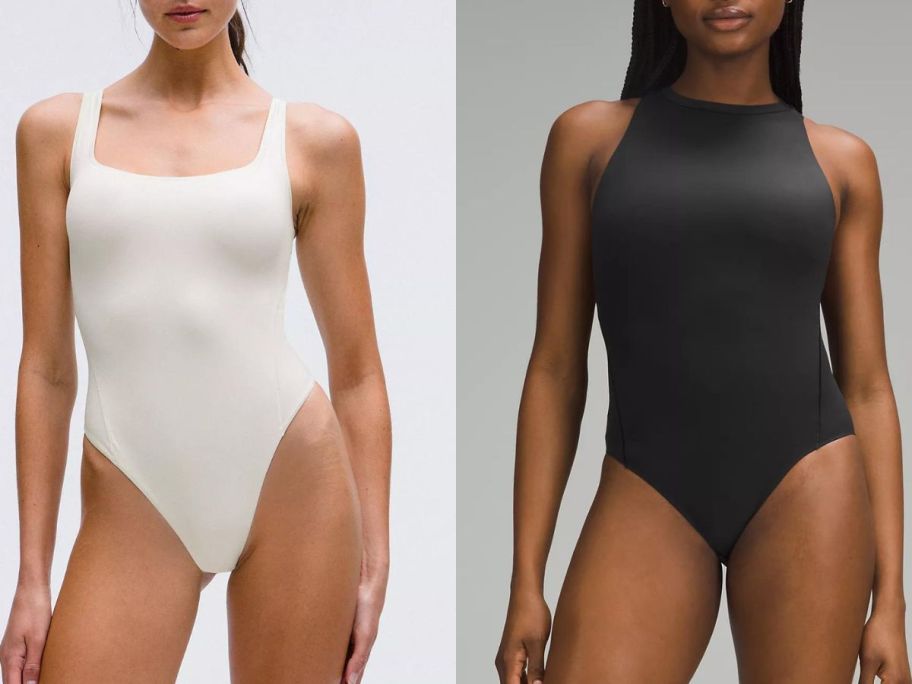 Stock images of two women wearing lululemon bodysuits