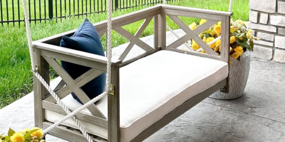 GO! Outdoor Porch Swing with Cushion Only $88 Shipped on Walmart.online (Reg. $224)