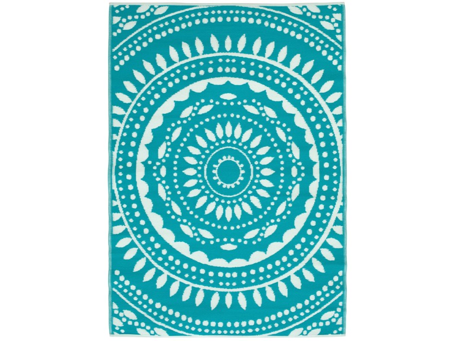 teal rectangle medallion rug