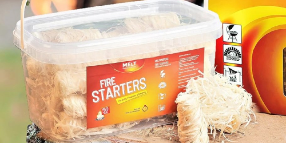 Fire Starter 50-Count Container Only $12 on Amazon – No Kindling Required & Water Resistant