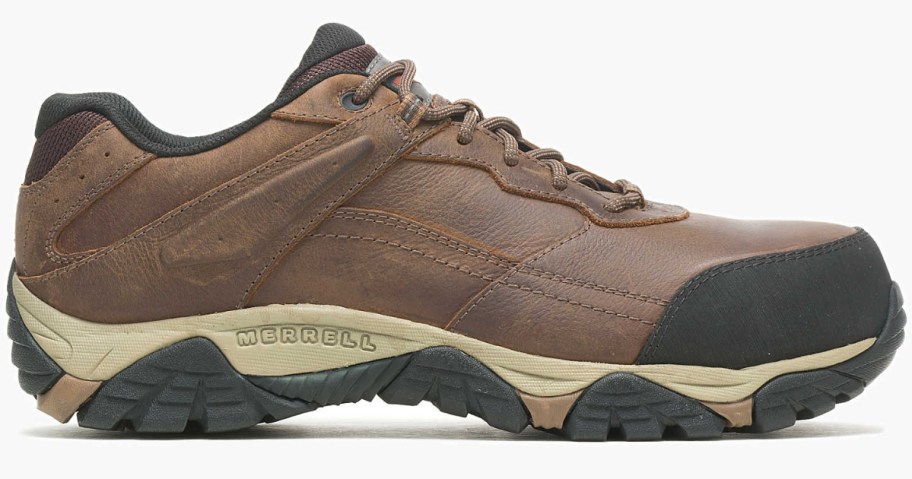 men's brown and black Merrell outdoor work shoe