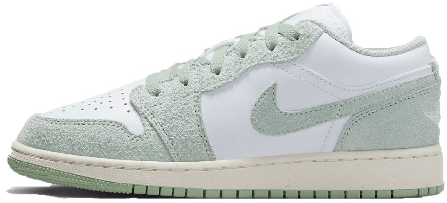 nike mint green and white jordan shoe stock image