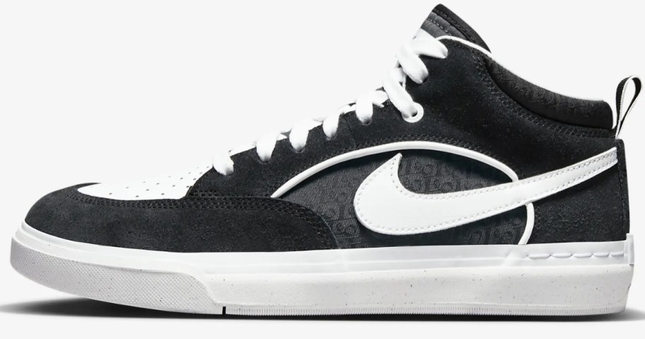 black and white Nike skate shoe