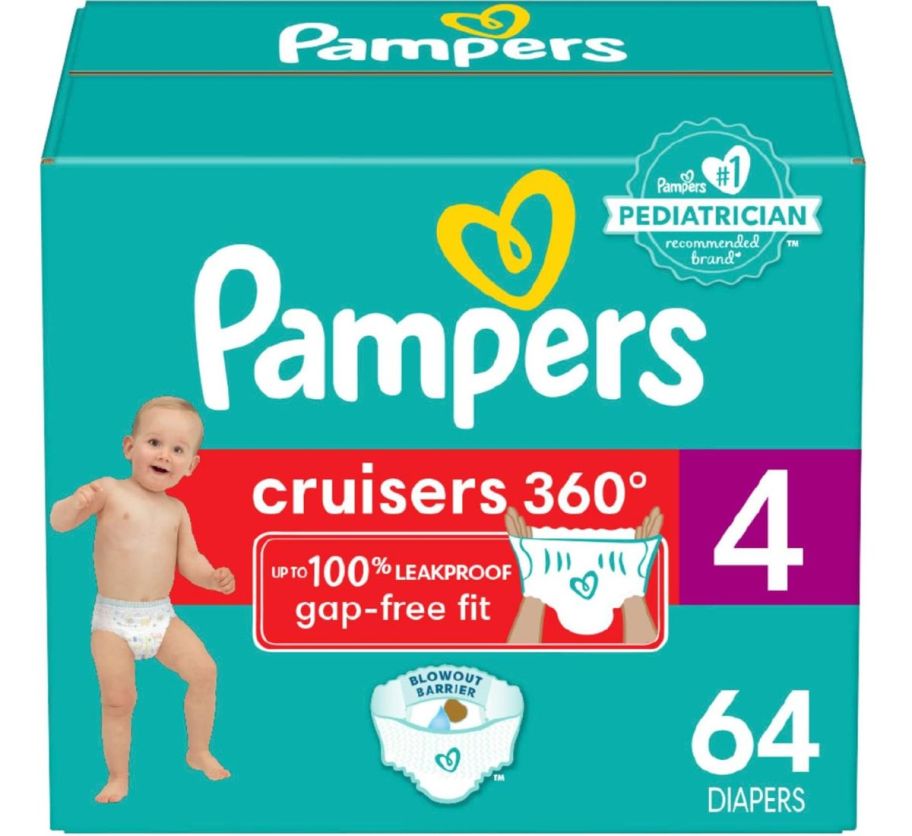 a 64-count box of pull on diapers