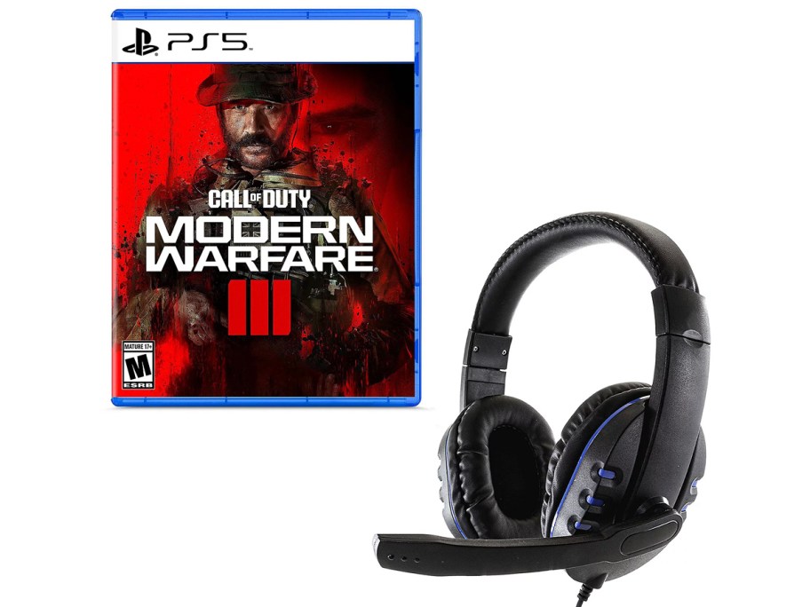 ps5 modern warfare video game and black headset