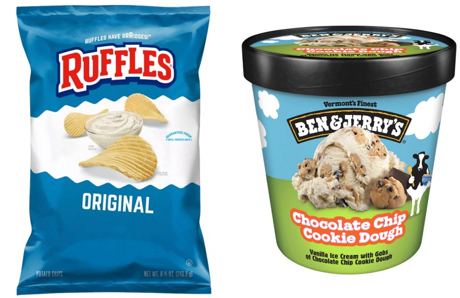 ruffles chips and ben and jerrys ice cream container