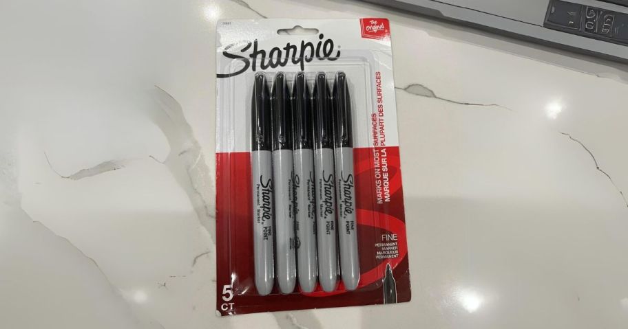 Sharpie Permanent Markers 5-Count on table