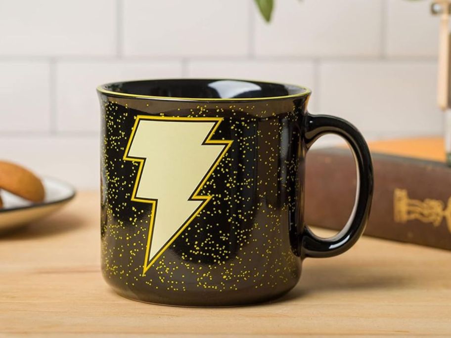 Silver Buffalo DC onlineics Black Adam Ceramic Camper Mug 20oz on counter