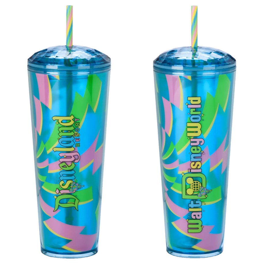 two blue lollipop straw tumblers