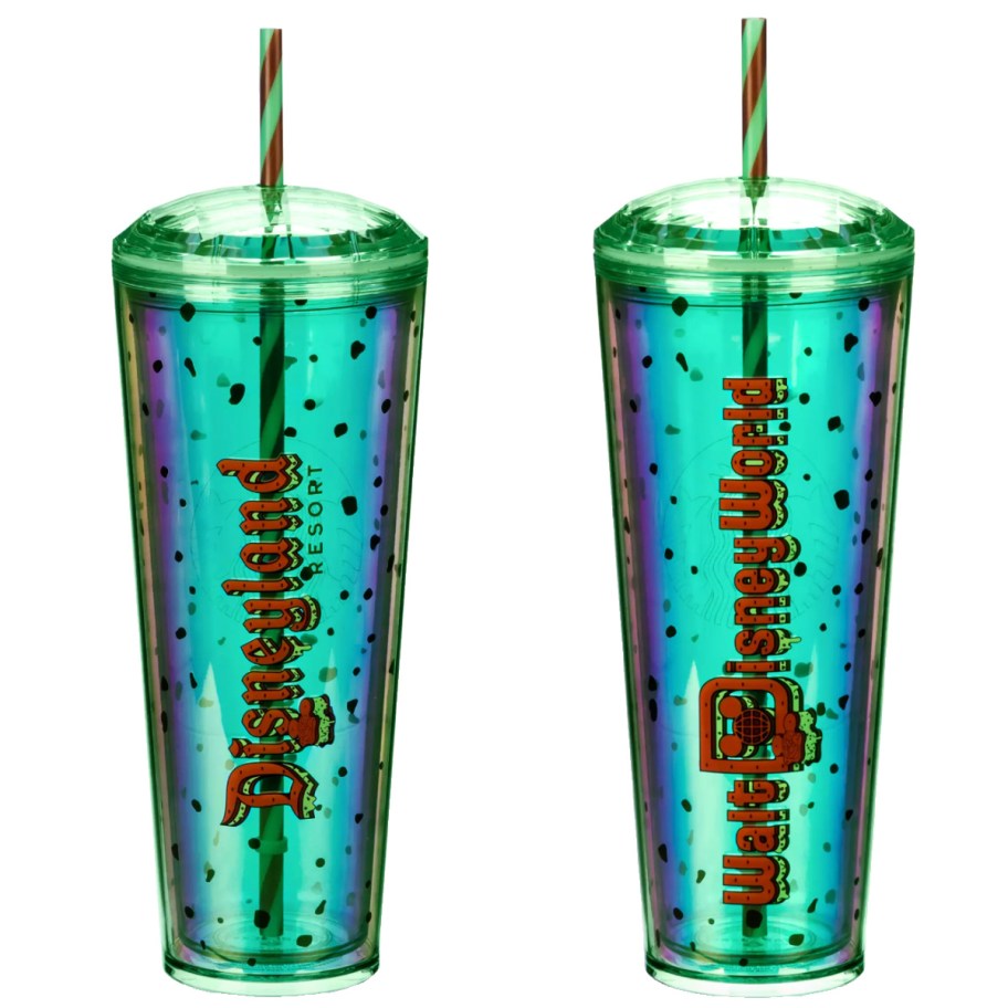 two disney ice cream sandwich green straw tumblers