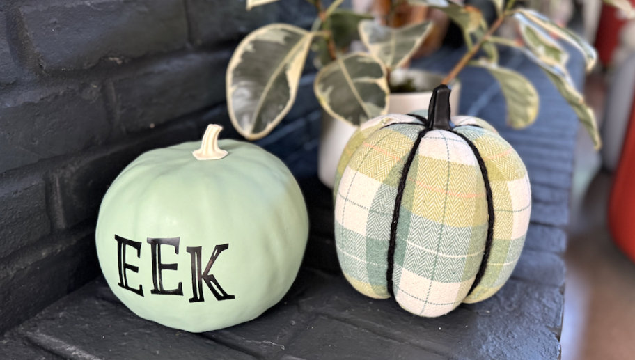 Target teal and plaid pumpkins 