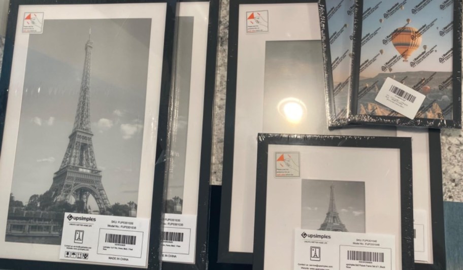 black photo frames in various sizes