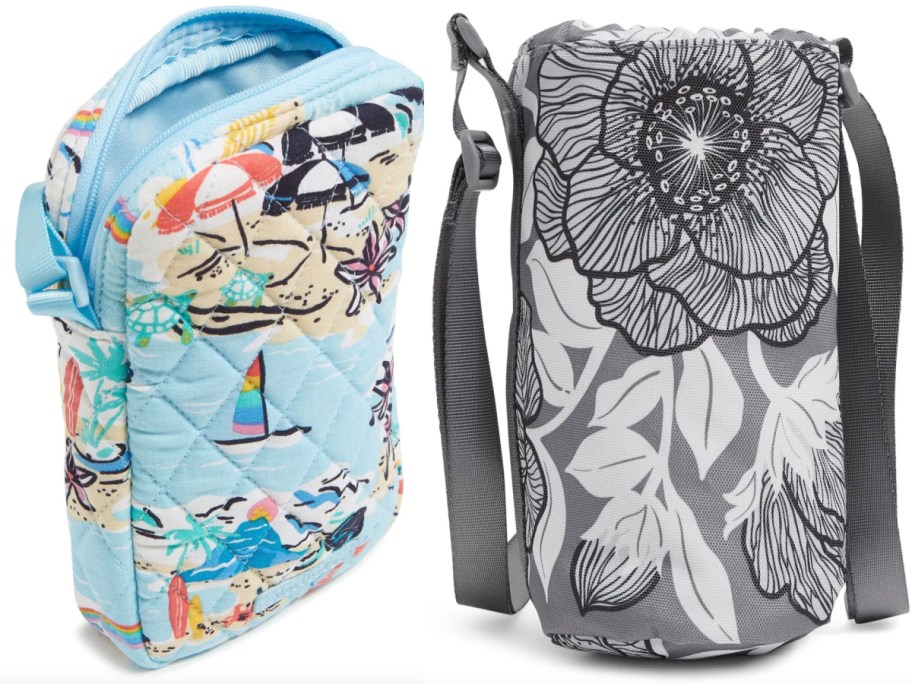 beach print crossbody and water bottle bag