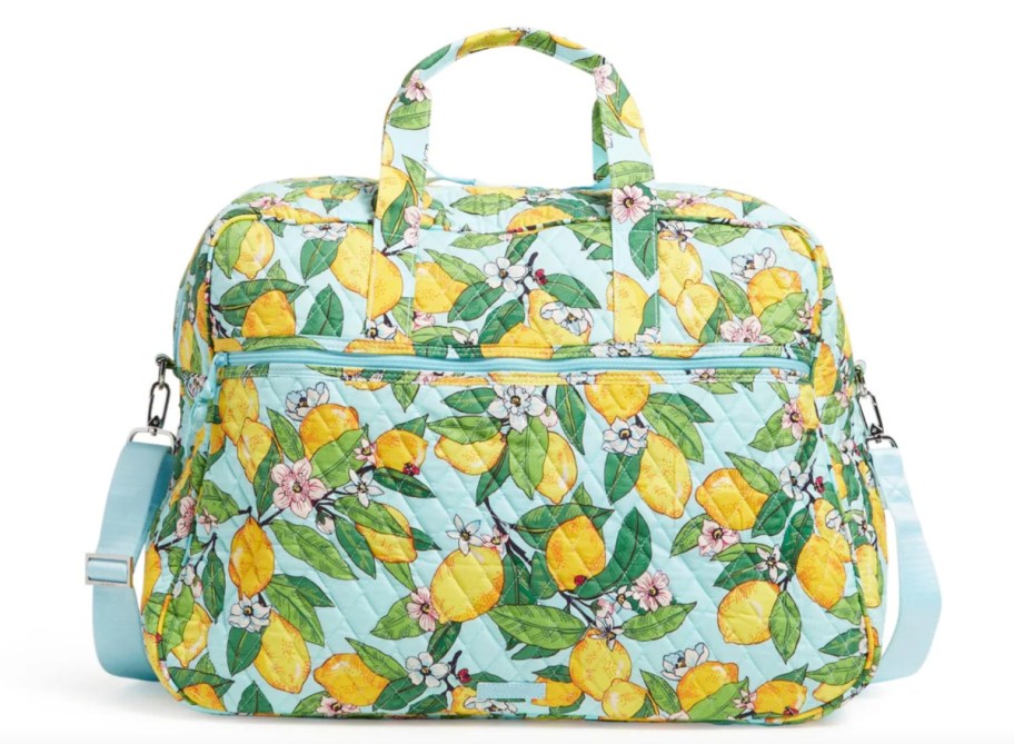 lemon print duffel bag