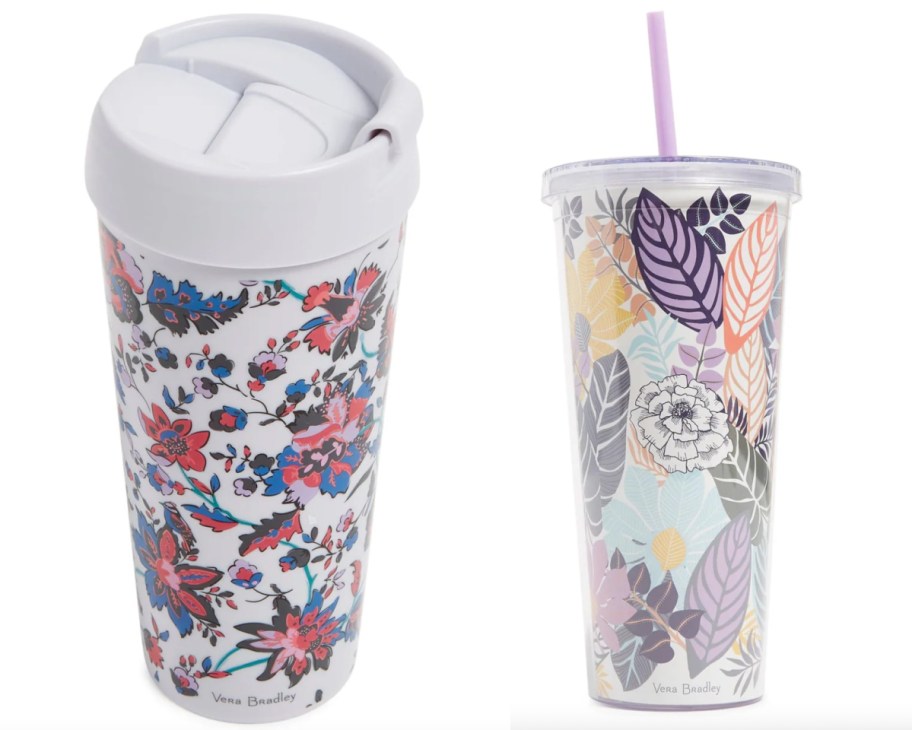 floral and butterfly travel cups