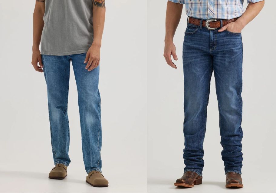 two male models in wrangler jeans