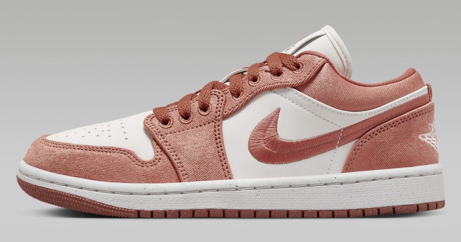 medium pink and white women's Nike Air Jordan low shoe