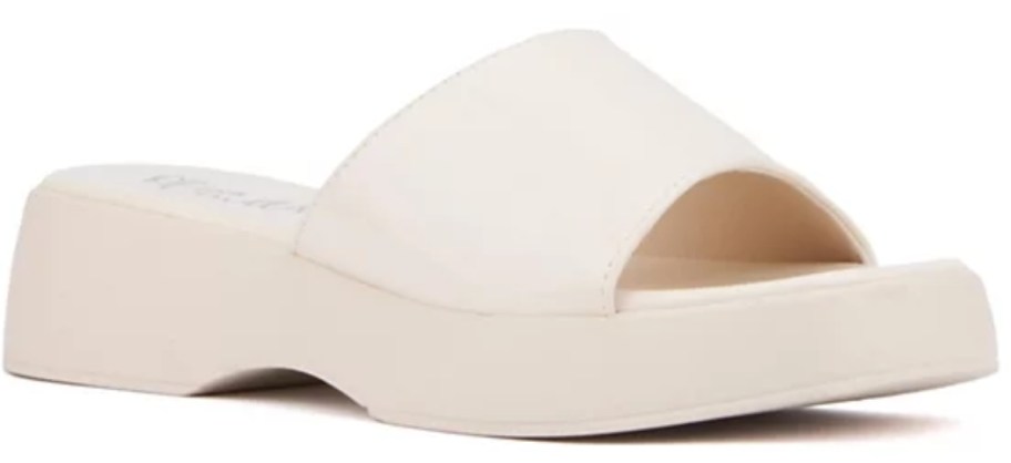 cream color women's platform slide