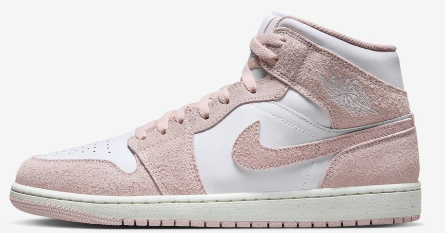 light pink and white adult's Nike Air Jordan mid shoe