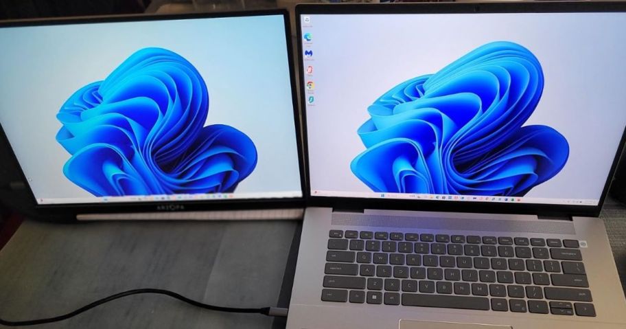 an ARZOPA portable monitor and a laptop