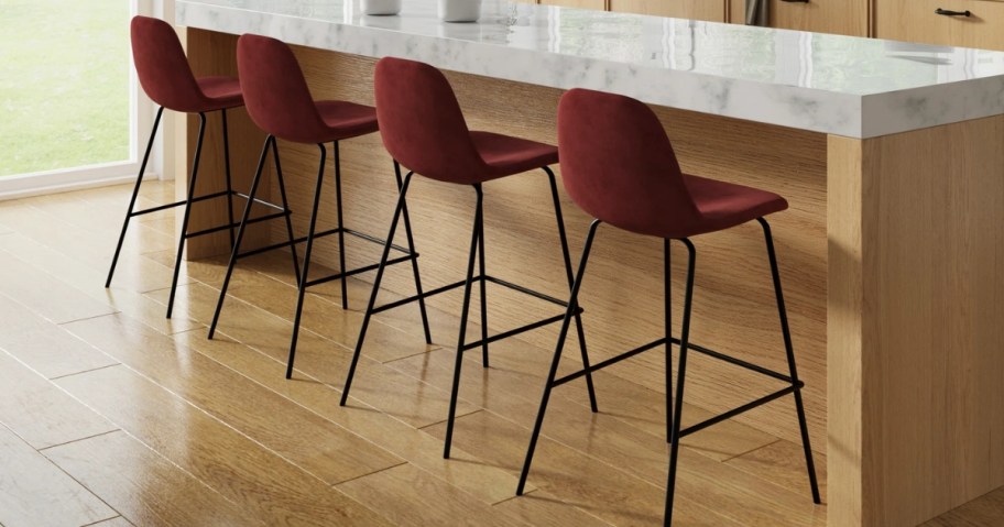 four AllModern Kody Upholstered Barstools in kitchen