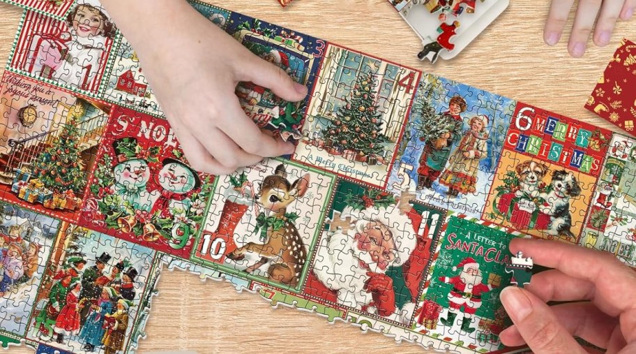 Hands opening a 2024 Amazon advent calendar