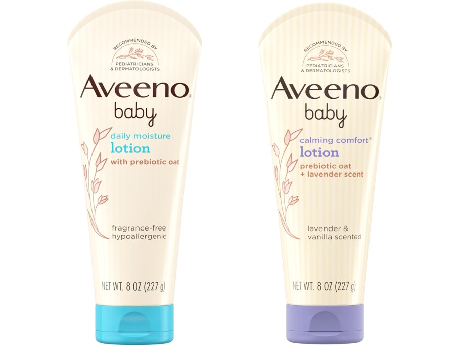 two tubes of aveeno baby lotion