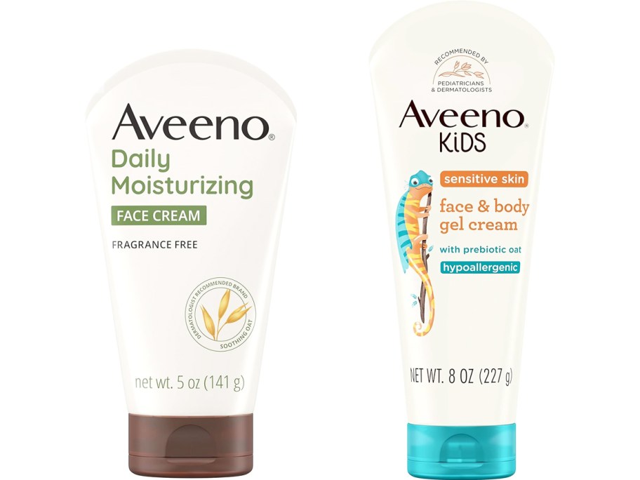 two tubes of aveeno lotion